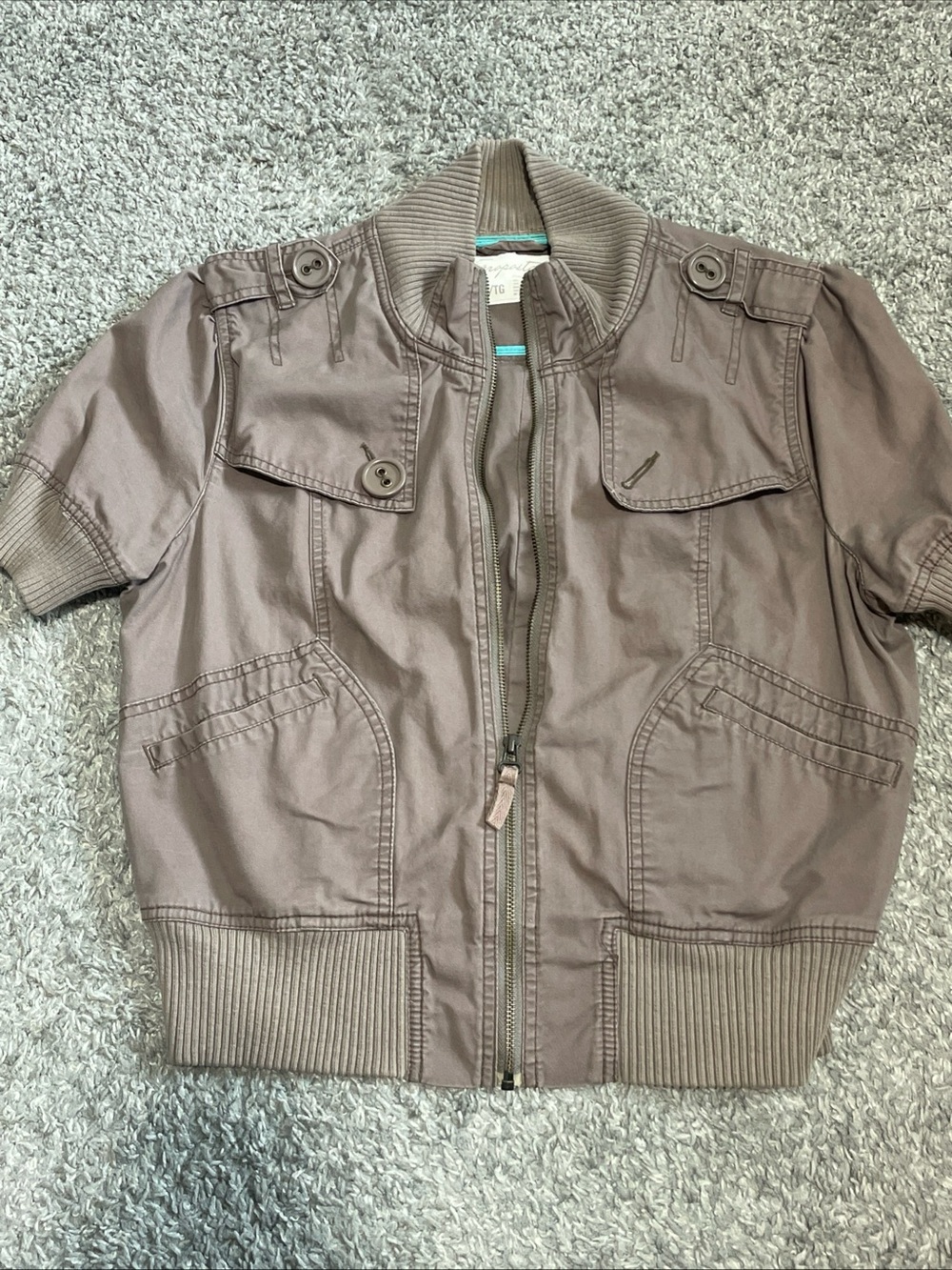 Aeropostale Taupe Short Sleeve Bomber Jacket size XL
